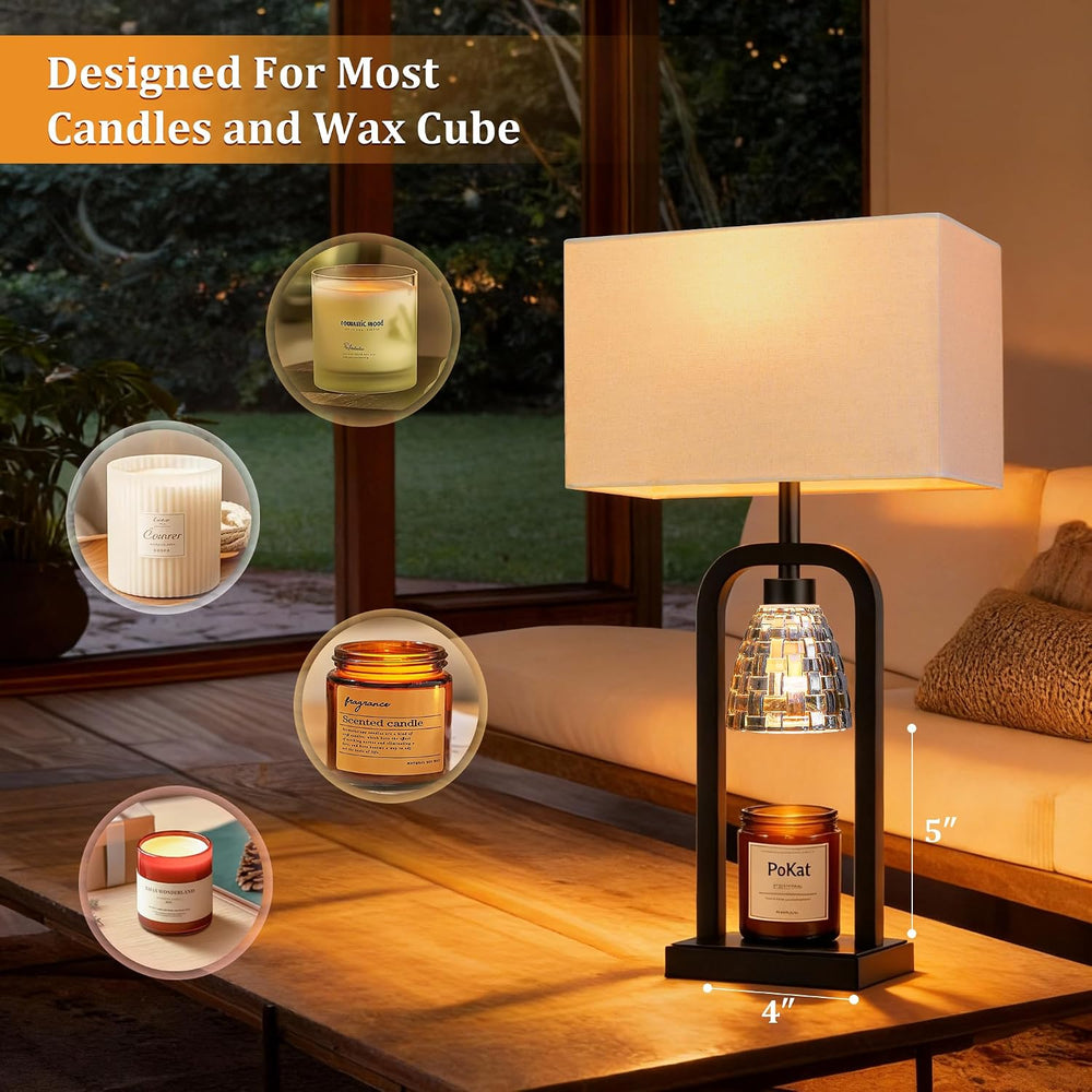 PoKat Electric Candle Warmer Lamps Gold, Lamp Candle Warmers with Timer Dimme...