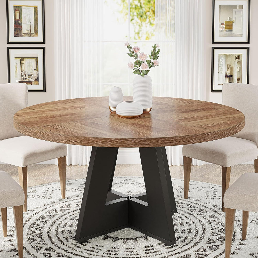 Tribesigns 47 inch Round Dining Table Wood Kitchen Table for Dining Room, 47&...