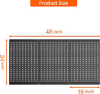 TORACK 3 PCS Metal Pegboard Panels for Garage Wall Utility Tools Storage Pegboard for Workbench, Modular Peg Board Tool Organizer Board Kit(Pack of 3, Black)