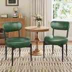 Upholstered Dining Chairs Set of 4, PU Leather Dining Room Chairs with Sturdy Metal Legs, Kitchen Chairs for Dining Room/Kitchen/Restaurant/Hotel, Modern Style, Green