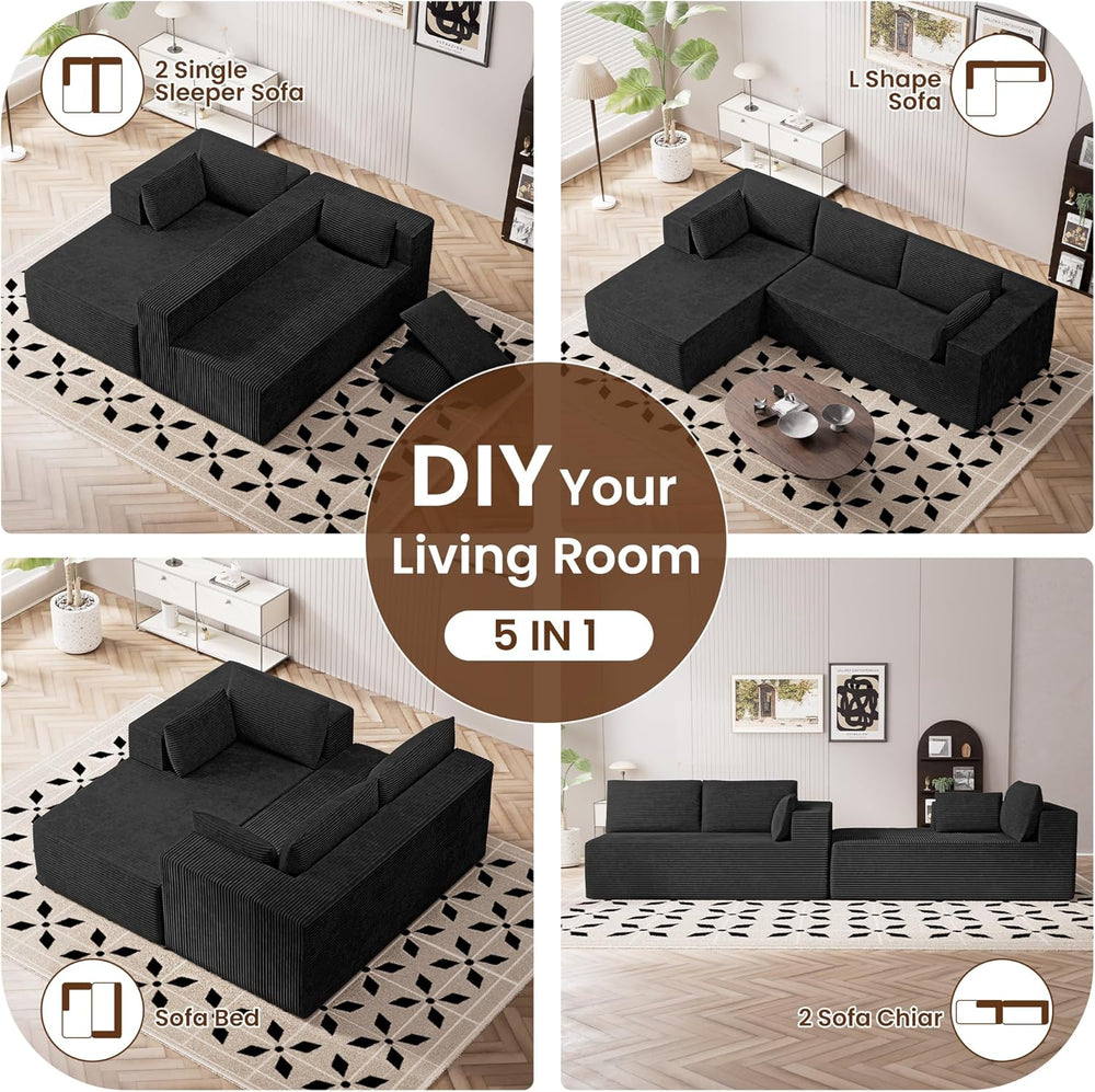 106" Cloud Sectional Couches for Living Room, Modular L Shaped Couch wit...
