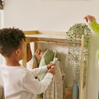 ECR4Kids TrendiTot Clothing Rack with Adjustable Shelves, Kids Wardrobe, Natural