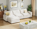 Homall Modular Sectional Sofa, Loveseat Sofa Couch with Reversible Ottoman, DIY Combination Chenille Deep Seat Cloud Couch for Living Room, Apartment (White, L Shaped Sofa)