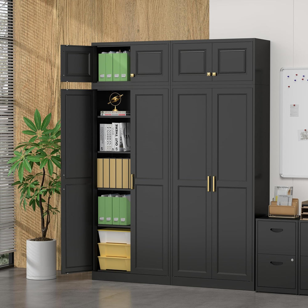 Steeloong86“ Kitchen Pantry Cabinet,Metal Storage Cabinets with Doors and 4 A...