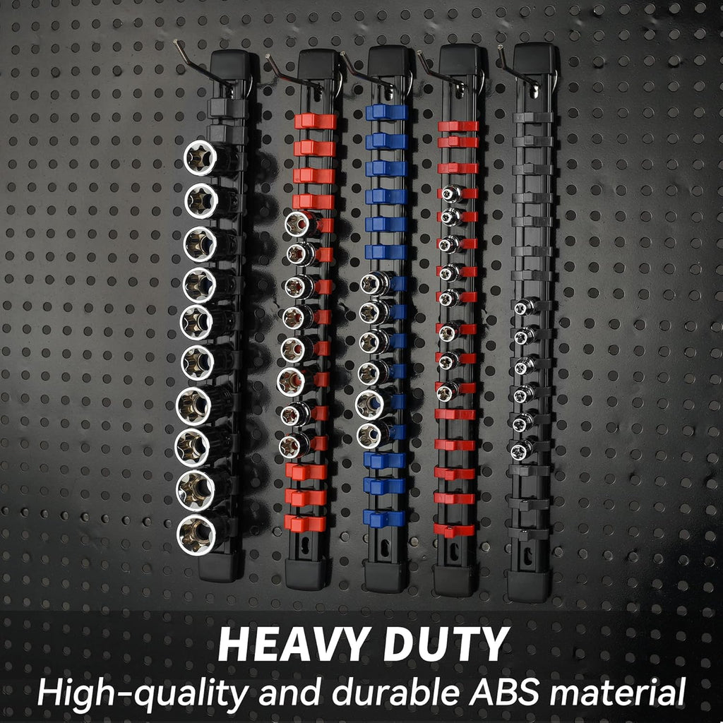 Socket Organizer Drive ABS Tools - Black Socket Holder, Premium Quality 3 Pieces Socket Holders Kit 1/4-Inch x 16 Clips, 3/8-Inch x 15 Clips, 1/2-Inch x 12 Clips(3PC,Black)