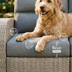Oversized Wicker Outdoor Swivel Glider Recliner with Adjustable Backrest & Footrest, Patio Reclining Lounge Chair