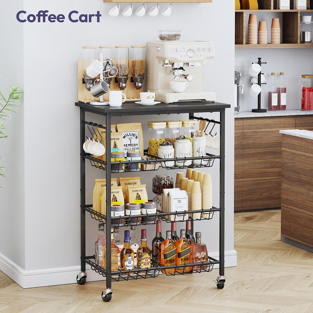 SWTYMIKI 24.4''x15.7'' Rolling Microwave Cart - 4 Tier Microw...