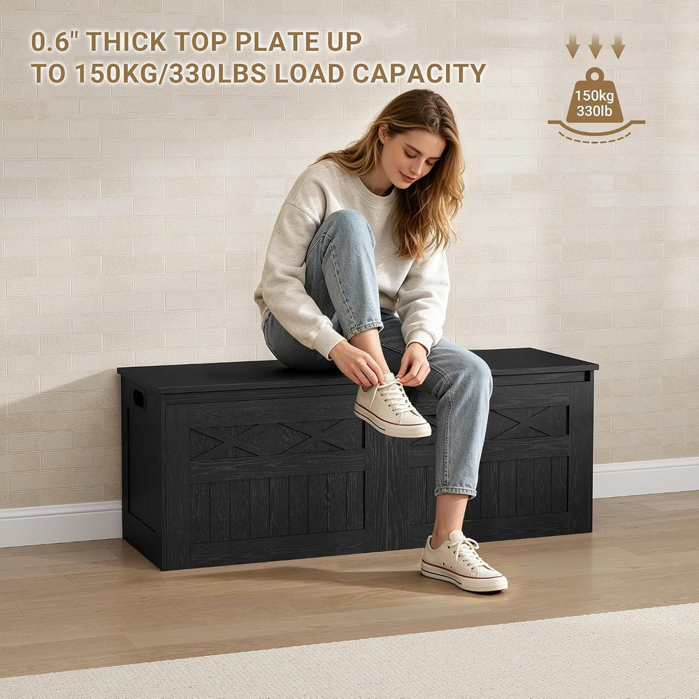 Hzuaneri 47" Rustic Storage Chest and Bench | 59 Gal | 330lb Seat