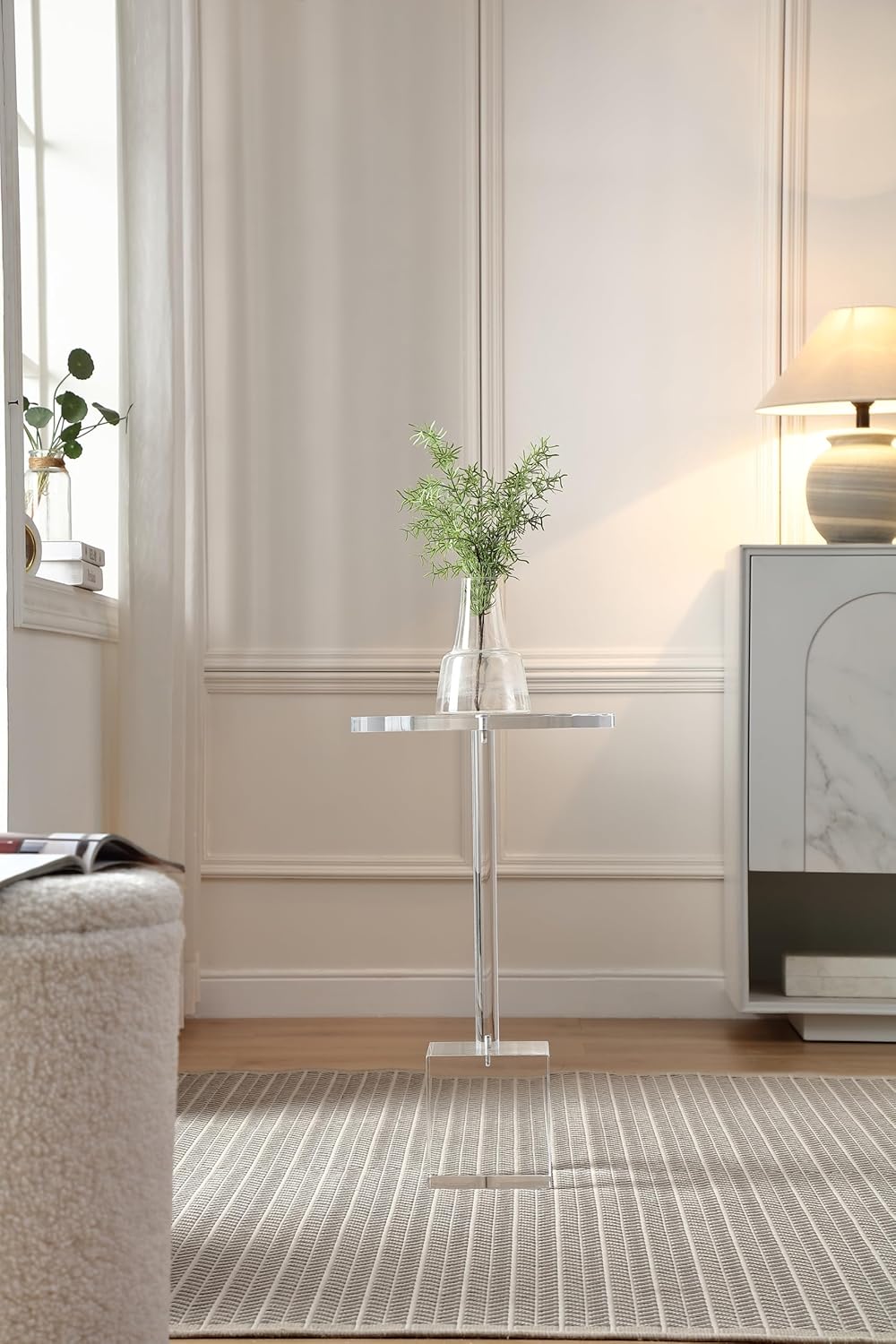 Clear Acrylic End Table,Side Table,Clear,for Livingroom,13.5 x 13.5 inch, 23 ...
