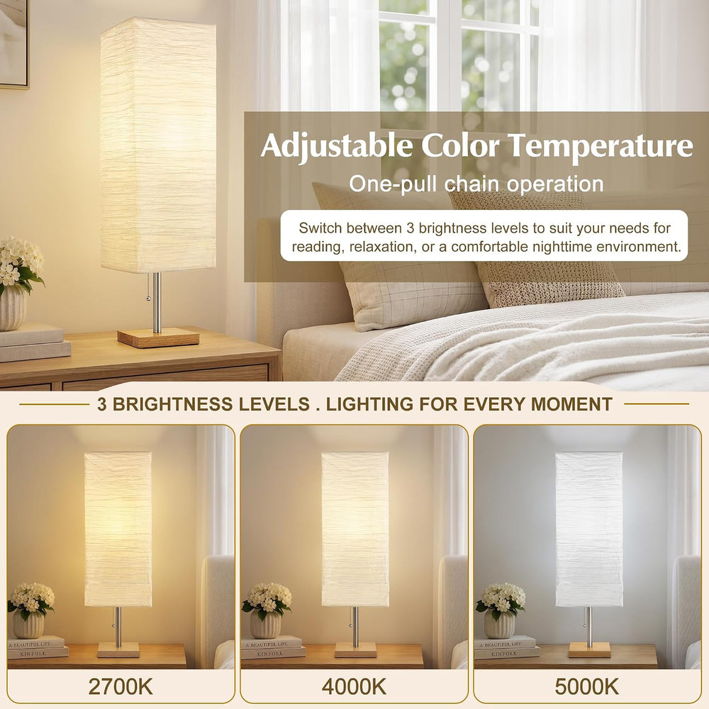 Bedside Table Lamp for Bedroom, 25.75" Tall Lamp for Living Room, 3CCT