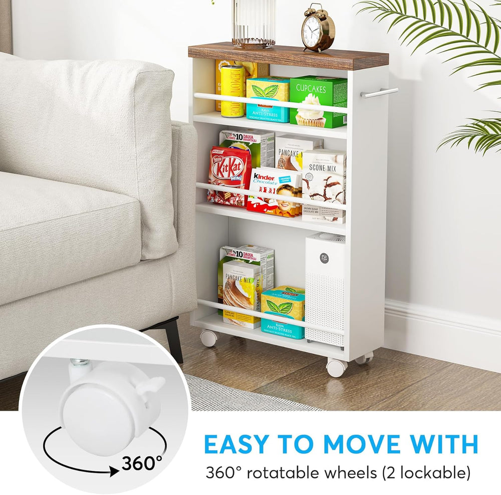 Tribesigns Slim Storage Cart, Rolling Narrow Kitchen Cart on Wheels for Small...