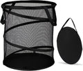 BATTOO Mesh Collapsible Laundry Baskets, Foldable Pop Up Laundry Hamper, Extral Large 113L Laundry Basket Hamper for Laundry, Bathroom, Kids Room, College Dorm, Travel, Camping Black