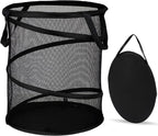 BATTOO Mesh Collapsible Laundry Baskets, Foldable Pop Up Laundry Hamper, Extral Large 113L Laundry Basket Hamper for Laundry, Bathroom, Kids Room, College Dorm, Travel, Camping Black