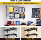 2pack-1.2x3ft Adjustable Rail Type Folding Storage Rack Shelf, Suitable for Garage, Storage Room, Kitchens Wall Shelf Garage Storage Rack Floating Shelves, Folding Panels (2pcs-Black)