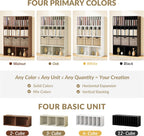 IOTXY DIY Modular Cube Bookcase - CubeXY Customizable Stackable Expandable Basic Shelving Units, 6-Cube Wooden Open Bookshelf with Removable Shelves for Books Organizer, Oak
