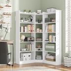 6 Tiers Corner Bookshelf, 63.1" Tall Modern Corner Etagere Bookcase Storage Display Rack Book Shelf with Baffle, Industrial L Shaped Bookshelves for Bedroom, Home Office, Living Room, White