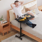 Over The Bed Table with Wheels Rolling Cart Tilting Sofa Laptop Stands Hospital Tray Medical Overbed Table (Black)