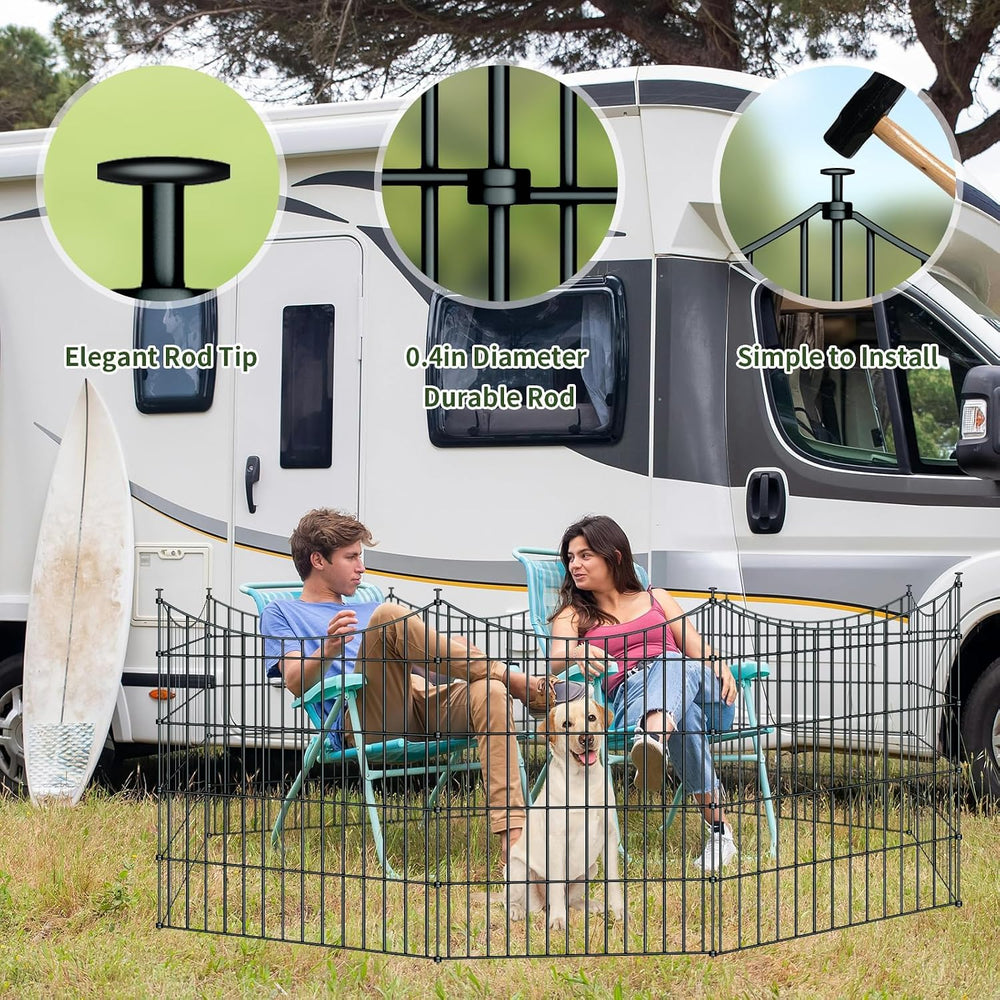10‑Panel No‑Dig Metal Garden Fence 40"H x 23.6'L Dog Fence Outdoor f...