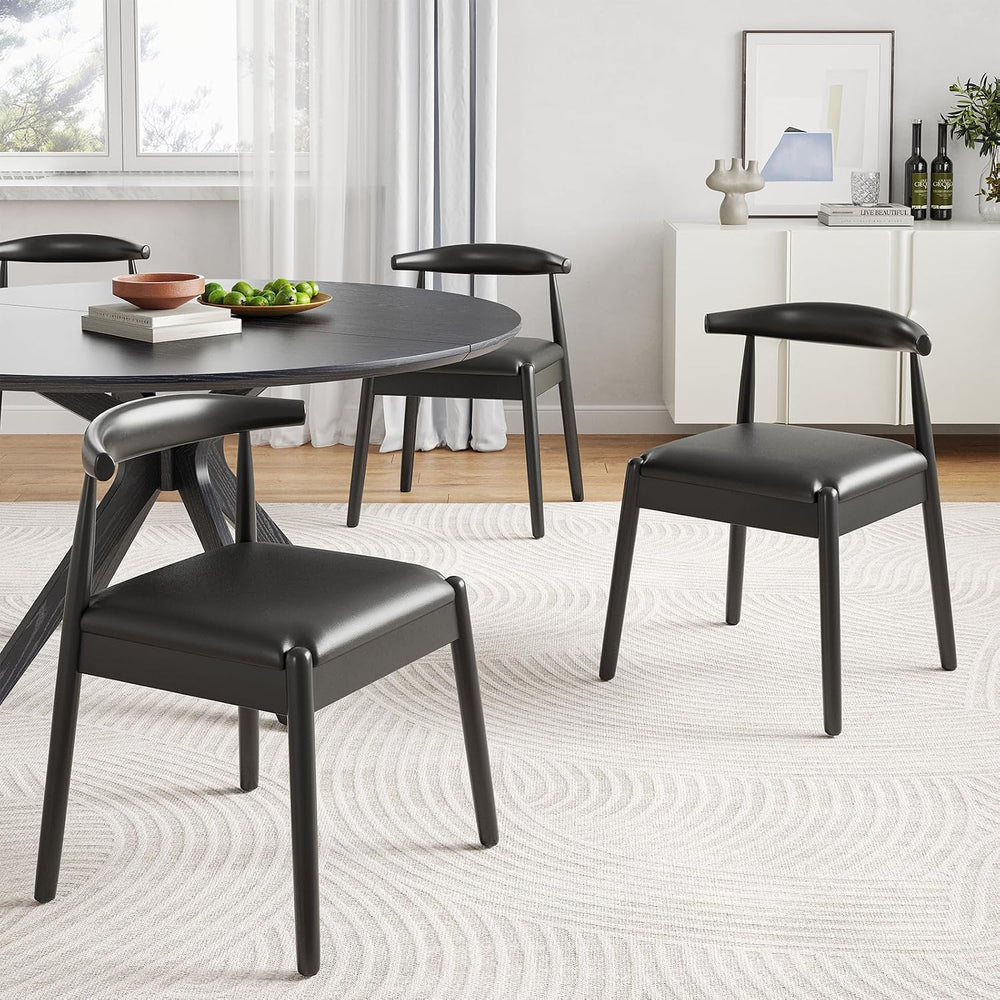 Round Dining Table 47 in for 4 to 6 People, Solid Wood Kitchen Table with Int...
