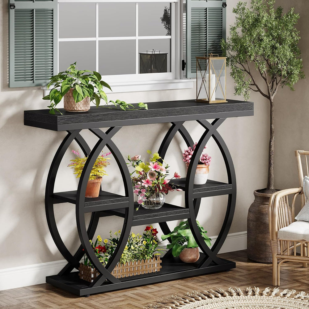 Tribesigns 39.4" Console Table, 4-Tier Sofa Table, Accent Tables, Black