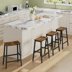HOOBRO Bar Stools Set of 4, Counter Height Bar Stools, 23.6'' Bar Chairs, Saddle Stools with Footrests, Industrial Barstools for Dining Room, Kitchen, Bar, Rustic Brown and Black BF02MDP401