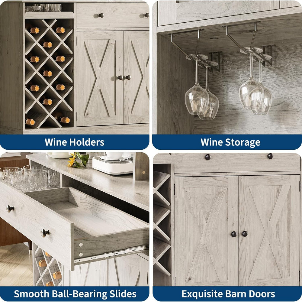 MDF Tall Wine Cabinet with Acrylic Double Doors, 45 Inch Bar Cabinet for Liqu...