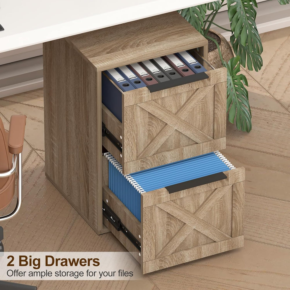 File Cabinet, Wood Filing Cabinet with 2 Drawers for Home Office | Printer St...