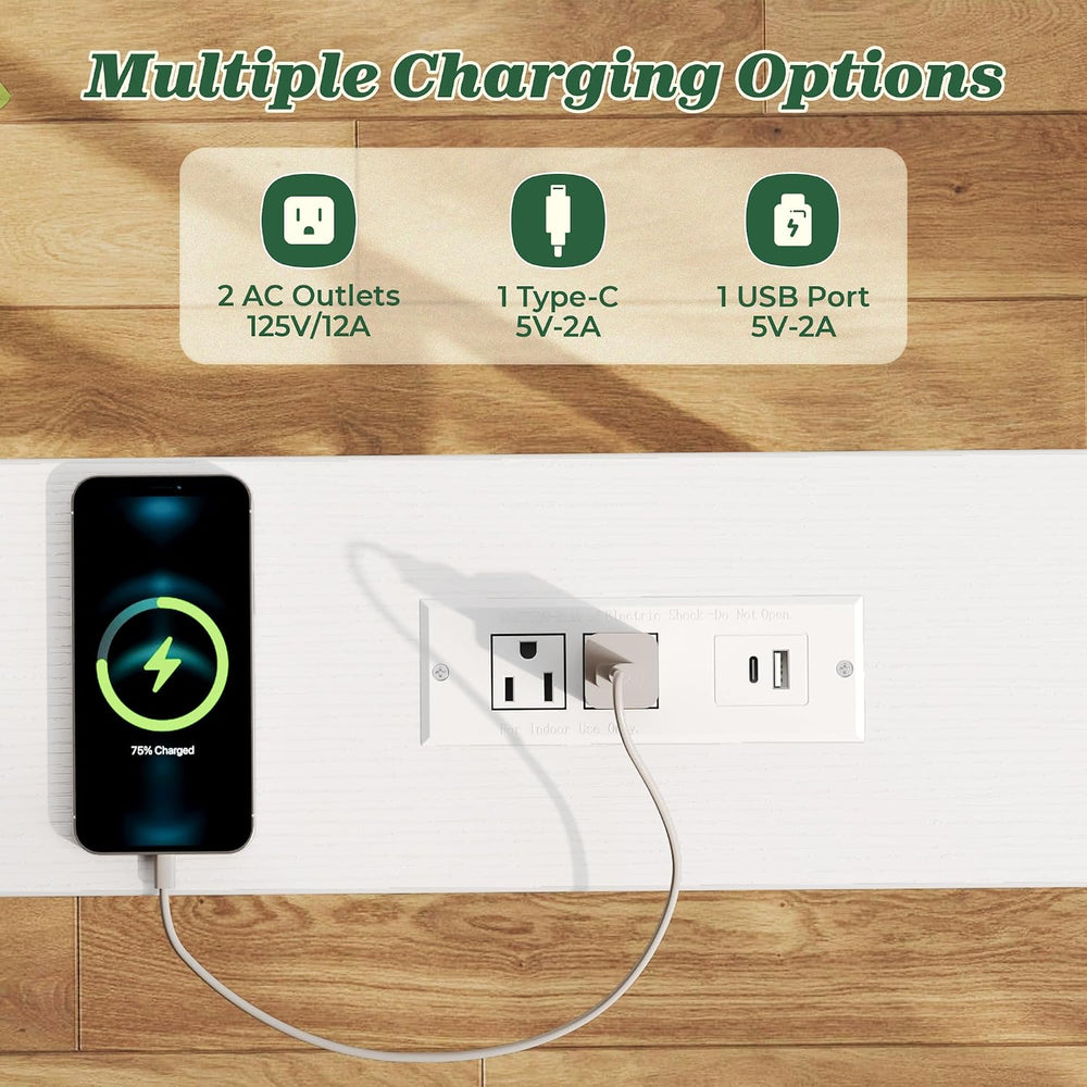 SUPERJARE 78.8 inch Narrow Behind Couch Table with 2 Charging Stations | 2 AC...