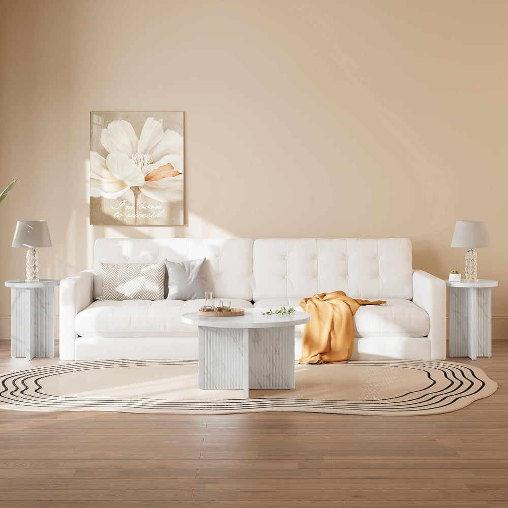 LEVNARY 2-Piece Round Coffee Table Set, 31.5" Coffee Table & 15.78&q...