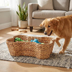 OtterPets Dog Toy Basket, Hyacinth Cat & Dog Bone Shaped Basket, Wicker Pet Toy Bin Organizer, Dog Toy Bin (Large (23"x15"))