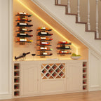 Hoctieon 3-Set 6 Tier Wall Mount Wine Rack, Wall Mounted Wine Bottle Racks for Display and Storage, Hanging Bottle Holder, for Living Room, Dining Room, Bar, Wine Cellar, Rustic Brown