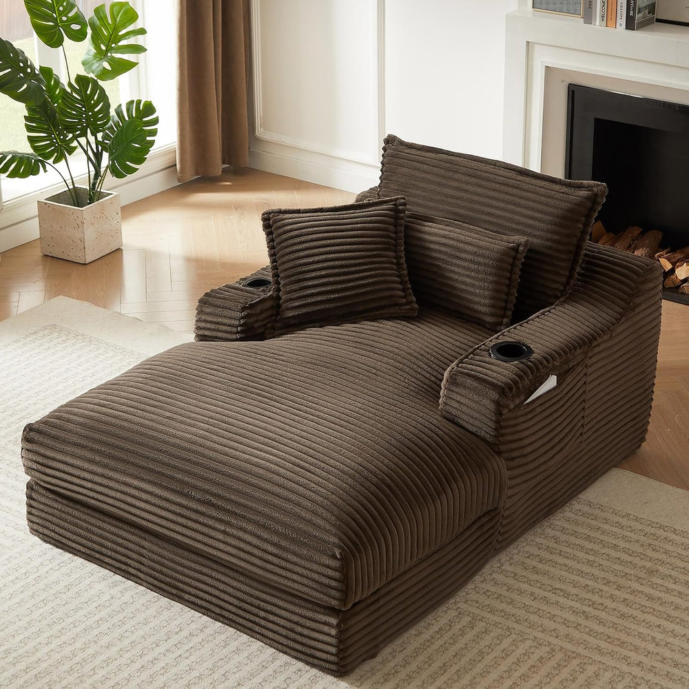 47.2"Oversized Chaise Lounge Chair Indoor,Corduroy Reading Chair with Cu...