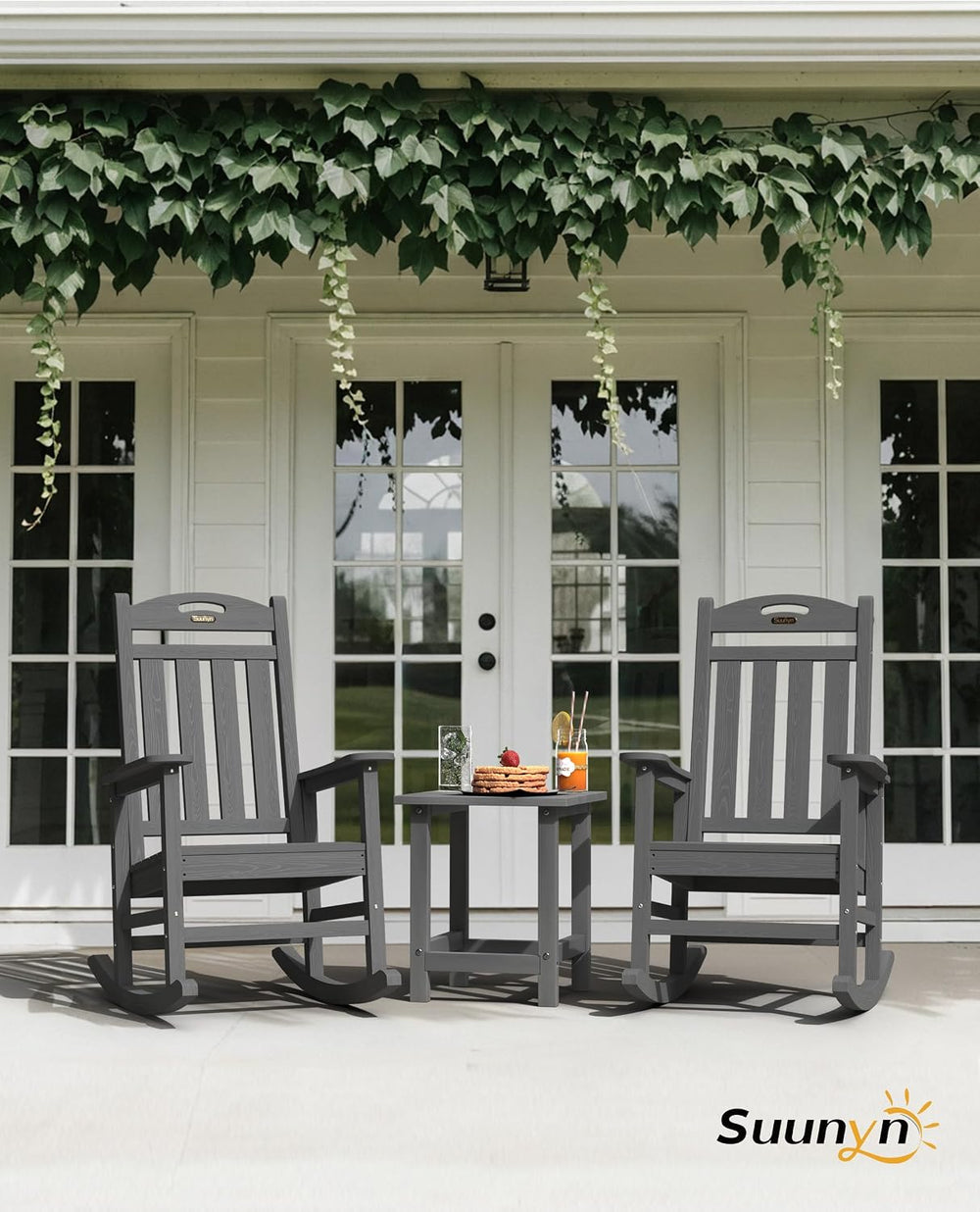 Oversized Outdoor Rocking Chair, HDPE All Weather Resistant Patio Rocking Cha...