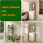 3 Tier Over The Toilet Storage Rack with 2 Basket, Metal Freestanding Bathroom Shelves Toilet with Paper Holder and 4 Hooks, Over Toilet Storage Shelf for Bathroom Storage, Black