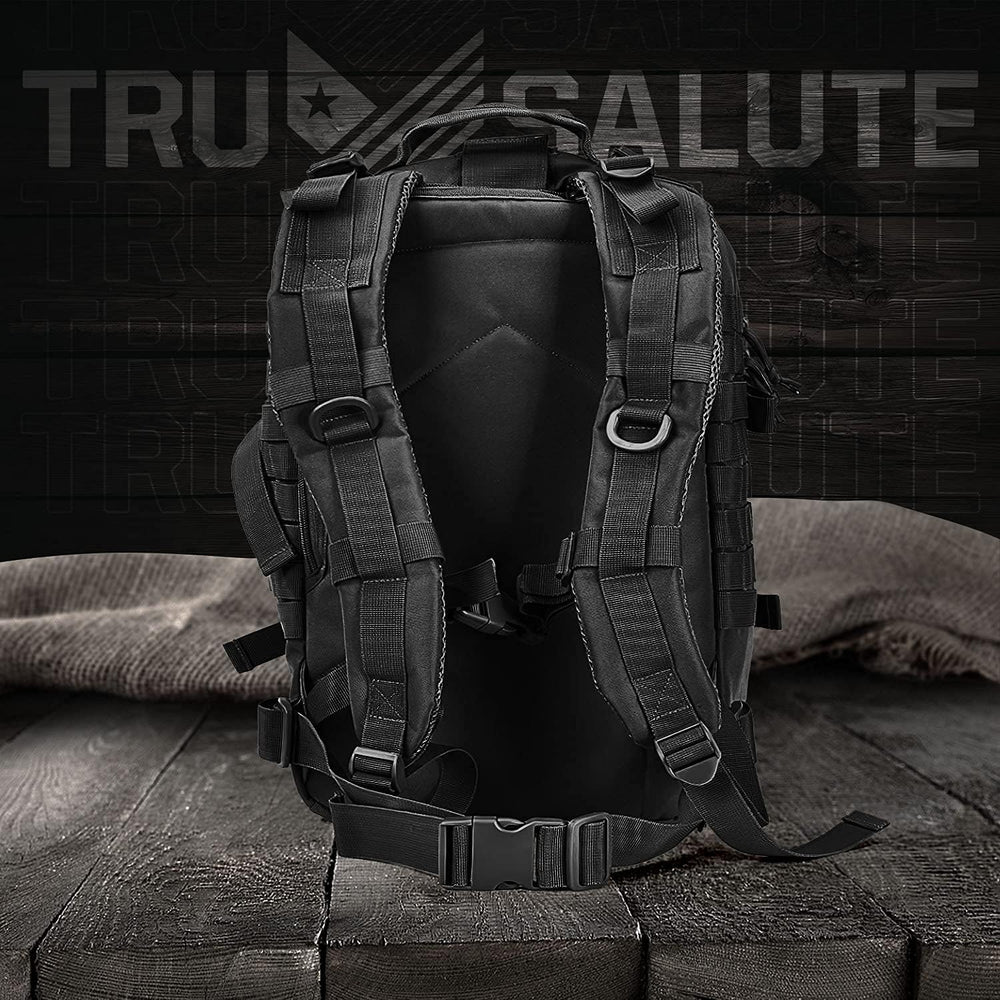 Tru Salute 45L Military Black Tactical Backpack Large Army 3 Day Pack Molle B...