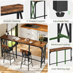 CHOEZON Bar Table and Chairs Set, Counter Height Table and Chairs, with X-Shaped Supports, 1 Pub Table and 2 Chairs, for Dining Room, Living Room, Home Bar, Rustic Brown and Black TBT18BF
