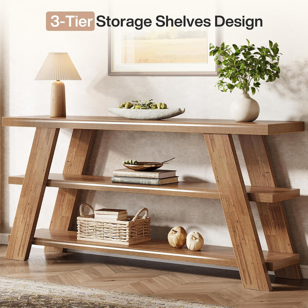 Tribesigns 70.9" Extra Long Console Table with Storage, 3-Tier Narrow Wo...