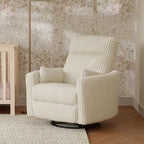 Davinci Atlas Upholstered Recliner and Swivel Glider in Cream Cozy Corduroy | Nursery Glider Chair with High Back, Padded Armrests, and Bolster Pillows | Smooth Recline for Nursing and Feeding