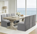 Grey Upholstered Dining Chairs Set of 6, Kitchen & Dining Room Chairs, Mid Century Modern Chairs, Linen Dining Chairs with Wooden Frame, Fabric