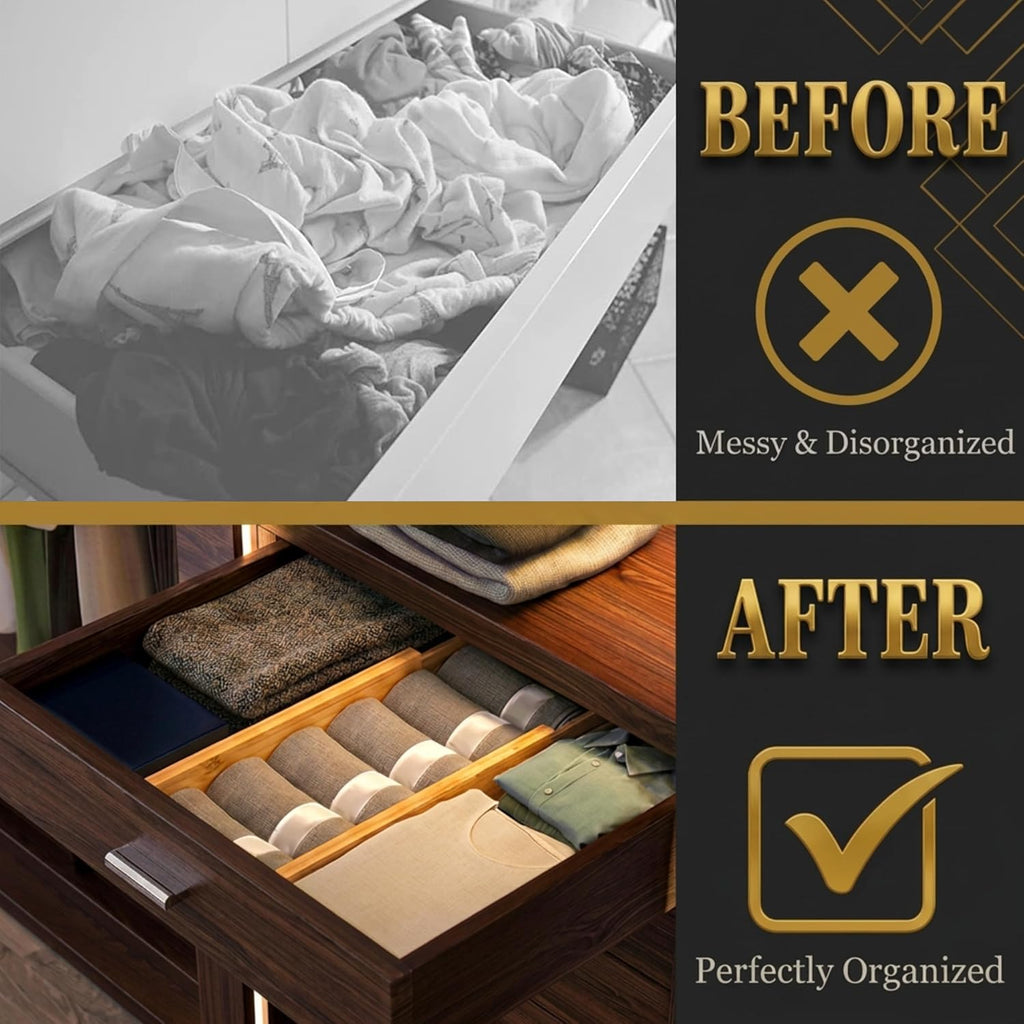Adjustable Bamboo Drawer Dividers Expandable 8 Pack 17-22 Organizer