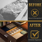 Adjustable Bamboo Drawer Dividers Expandable 8 Pack 17-22 Organizer