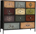 Dresser for Bedroom with 11 Deep Fabric Drawers, Tall Chests of Drawers, Wide TV Stand, Cube Storage Organizer for Closet, Nursery, Kid's Bedroom