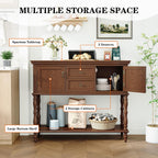 ARTPOWER Console Table with 2 Drawers, Retro Entryway Table with 2 Door | Solid Wood Veneer Entry Table, Behind Couch Sofa Table with Open Storage Shelf for Living Room, Foyer, Hallway