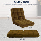 Floor Chair, 24 inches Wide Oversized Velvet Armless Lay Flat Floor seat Padded Meditation Chair with 6 Adjustable Position Ergonomic Comfortable Convenient (Modern, LRSF-014-TAN)
