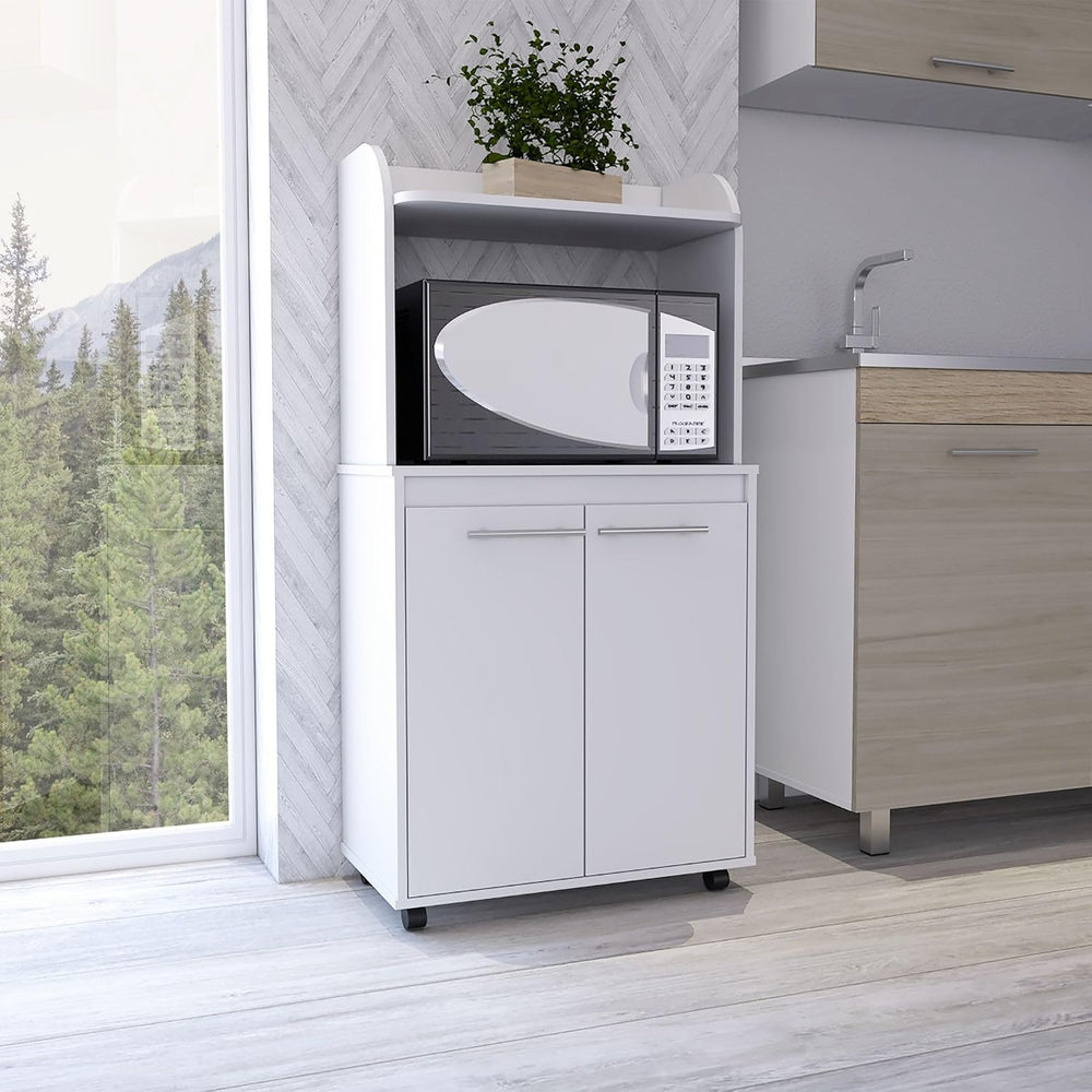 lapday Kitchen Storage with 1 Shelf & 2 Doors,Caster Wheels,for Living Ro...