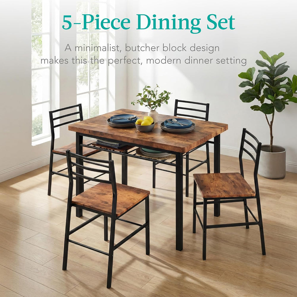 Best Choice Products 5-Piece Modern Dining Set W/Steel Frame, Space Saving Re...