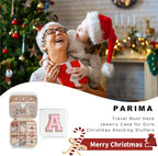 Parima Christmas Gifts for Grandkids - Travel Jewelry Case, Ring, Necklace, Earring Organizer Box - Initial M, White