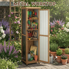 Outdoor Storage Cabinet, 62" Tall Thin Garden Cabinet with Adjustable Shelf and Weather-Resistant Design Farmhouse Accent Cupboard for Patio, Garden, Yard or Porch (18" L x 18" W x 62" H)