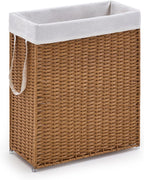 Slim Wicker Laundry Hamper, 75L Handwoven Rattan Basket with Handles, Narrow Laundry Basket with Removable Liner Bag & 2 Mesh Bags