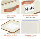 Hat Organizer for Baseball Caps - 2PCS Stackable Storage with Clear Window Lid, Flip-Top Access, Space-Saving Hat Box for Closet, Breathable Fabric (beige with brown)